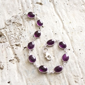 Bracelet indien argent et améthystes