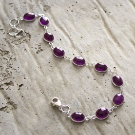 Bracelet argent et pierres améthystes