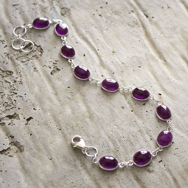 Bracelet argent et pierres améthystes