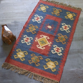 Tapis indien en laine et jute