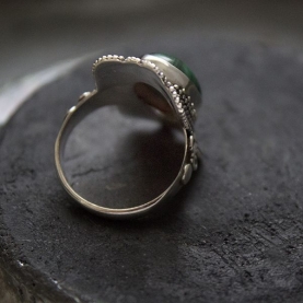 Indian silver and malachite stone ring Size choice