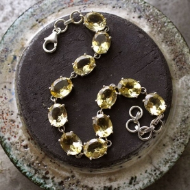 Indian silver and citrine stones bracelet