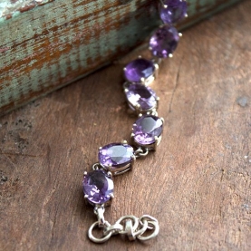 Indian silver and amethyst stones bracelet