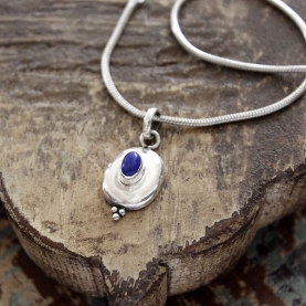 Indian silver and lapis gemstone pendant