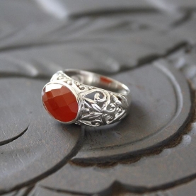 Indian silver and carnelian stone ring Size choice