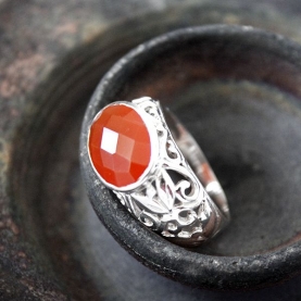 Indian silver and carnelian stone ring Size choice
