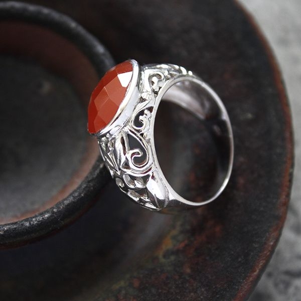 Bague TOULHOAT Argent Massif Et Cornaline - Style Celte Bretagne - Occasion Très Bon état