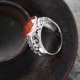 Indian silver and carnelian stone ring Size choice