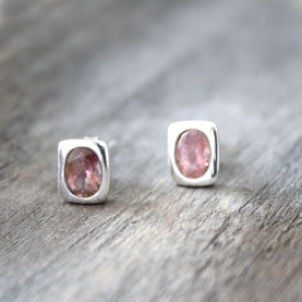 Indian silver and tourmaline stones studs