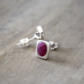Indian silver and ruby stones studs