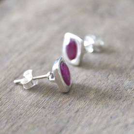 Indian silver and ruby stones studs