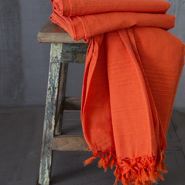  Couverture de canapé coton indien orange