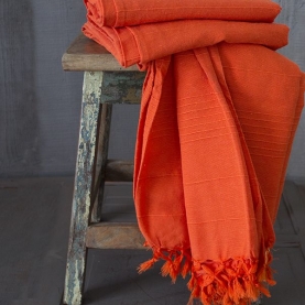 Indian sofa or bed cover handicraft orange