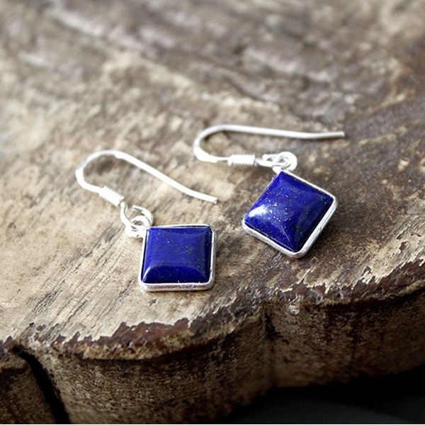 Indian silver and lapis stones earrings