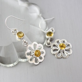 Boucles d'oreilles argent et citrines