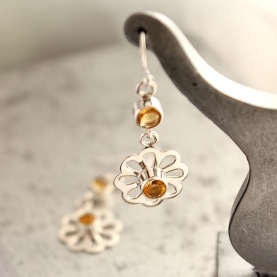 Indian silver and citrine gemstones earrings