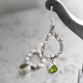 Indian silver and peridot gemstones earrings