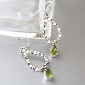 Indian silver and peridot gemstones earrings