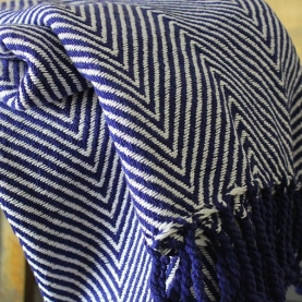 Indian sofa throw navy blue and white