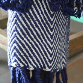 Indian sofa throw navy blue and white