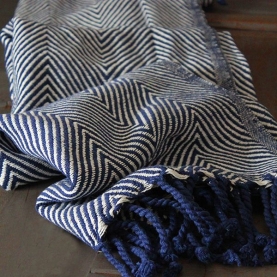 Indian sofa throw navy blue and white
