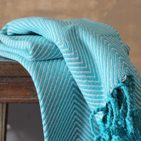 Plaid en coton indien bleu et blanc