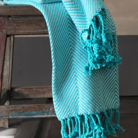 Indian cotton sofa throw blue and white