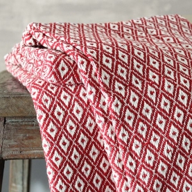 Jeté de canapé en coton indien diamant rouge
