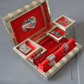 Indian wooden jewelry box golden