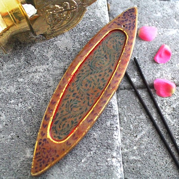 Indian marble incense sticks stand Patti red