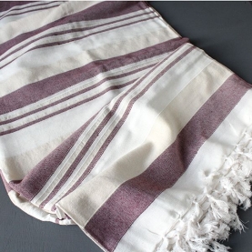 Couverture de canapé coton indien blanc et violet