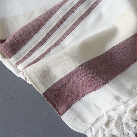 Couverture de canapé coton indien blanc et violet