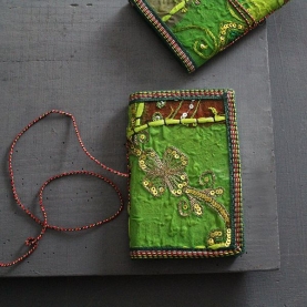 Carnet indien artisanal 100% coton vert clair