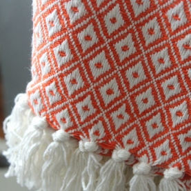 Indian cotton sofa throw orange and white
