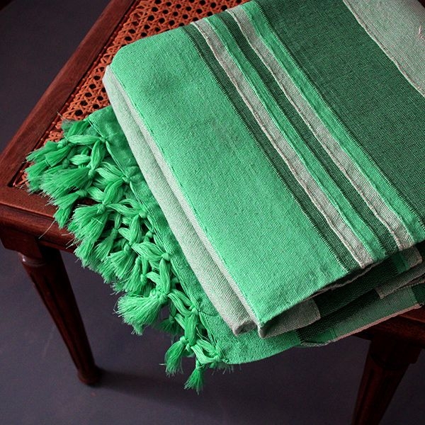 Couverture de canapé coton indien vert clair