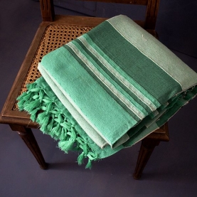 Indian handicraft sofa or bed cover light green