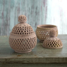 Indian soapstone tealight handicraft