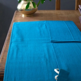 Indian Khadi cotton handicraft file blue