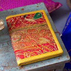 Indian handicraft recycled cotton diary yellow