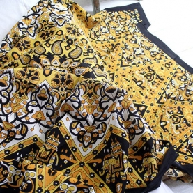 Indian cotton wall hanging Mandala black and yellow