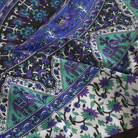 Indian cotton wall hanging Mandala blue and green