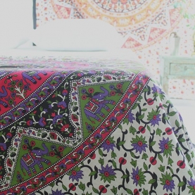 Indian cotton wall hanging Mandala pink and green