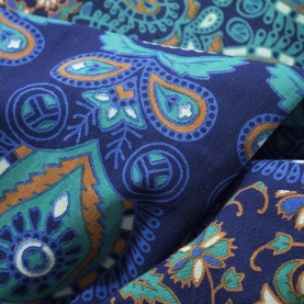 Indian cotton wall hanging Mandala dark blue and green