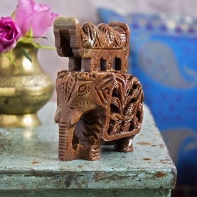 Indian sculpted marble statue Elephant red