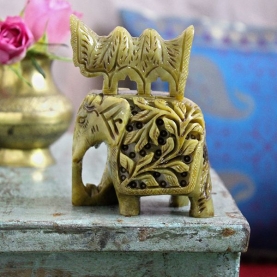 Indian sculpted marble statue Elephant green