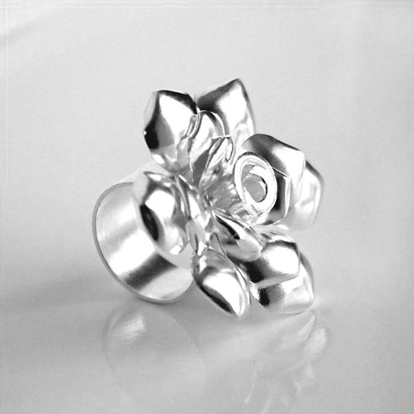 Indian silver ring Rose T57