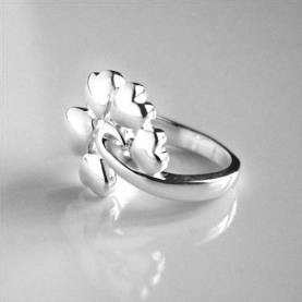 Indian silver ring Hearts T58