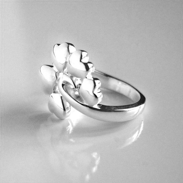 Indian silver ring Hearts T58