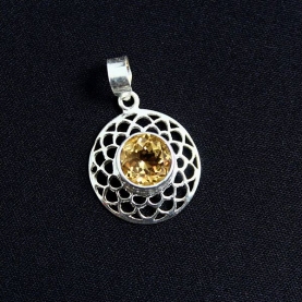 Pendentif indien et argent et citrine