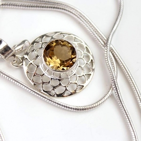 Silver and citrine Indian pendant